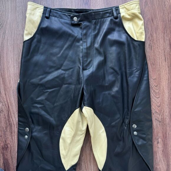 Head of State Black Genuine Leather Motorcycle lyabo Pants 34 - Picture 12 of 16